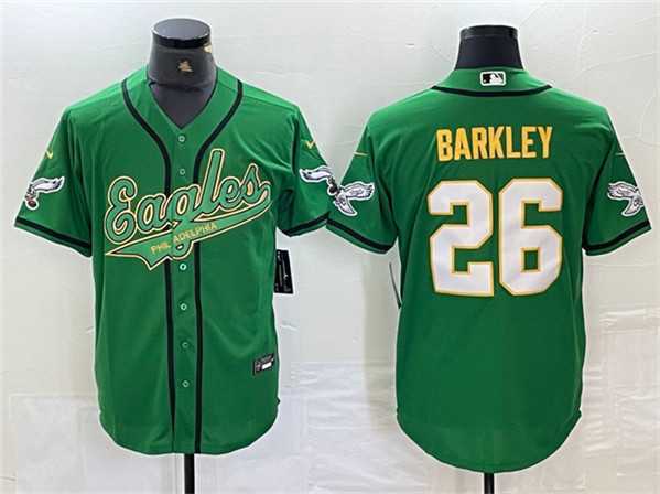 Men's Philadelphia Eagles #26 Saquon Barkley Green Gold Cool Base Baseball Stitched Jersey,We sell and wholesale Men's Philadelphia Eagles #26 Saquon Barkley Green Gold Cool Base Baseball Stitched Jersey on line form chian!